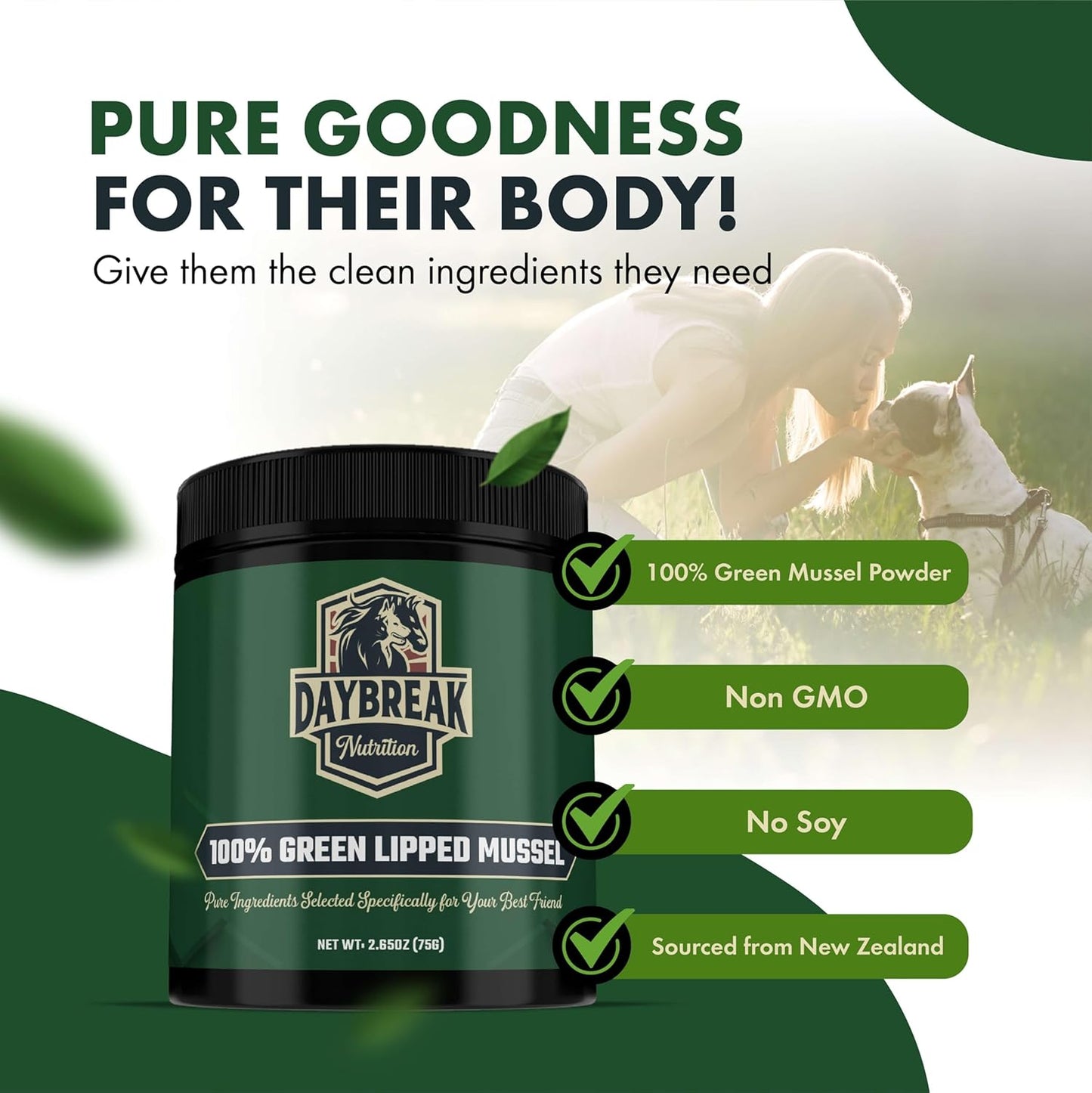 100% New Zealand Green Lipped Mussel Powder for Pets - Anti Inflammatory Supplement for Arthritis & Joint Pain - 75g