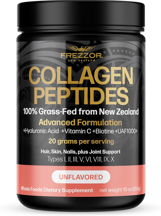 100% New Zealand Hydrolyzed Beef Bone Collagen Powder for Youthful Skin, Hair & Nails - Unflavored 225g Jar