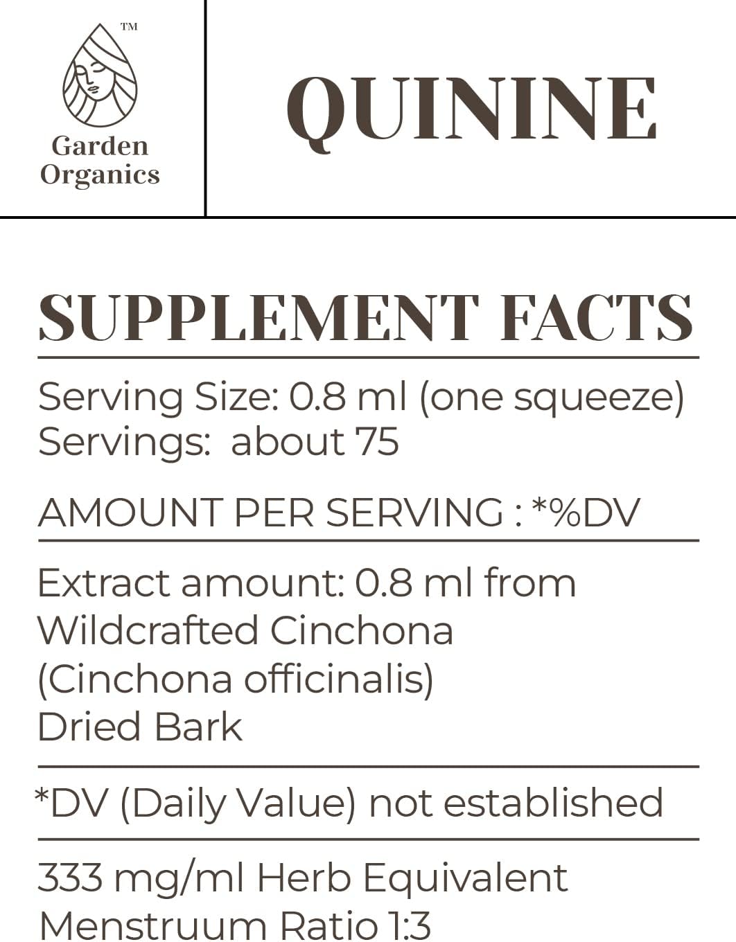 100% Organic Quinine Alcohol-Free Tincture Extract for Immune System Boost - 2 fl oz Liquid Drops