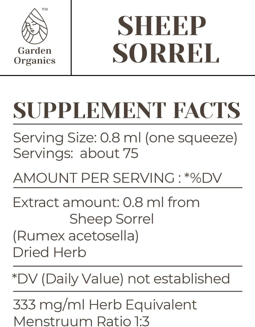 100% Organic Sheep Sorrel Tincture Extract, Alcohol-Free Immune Booster Liquid Drops (2 fl oz)