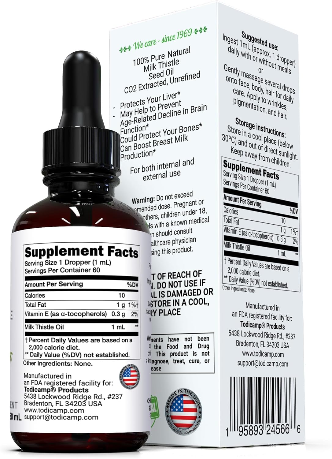 100% Potent Liver Support Milk Thistle Seed Oil - CO2 Extracted Drops 2 Fl Oz - Rich in Silymarin, Zinc, Omegas, Tocopherols - Pure Milk Thistle Oil