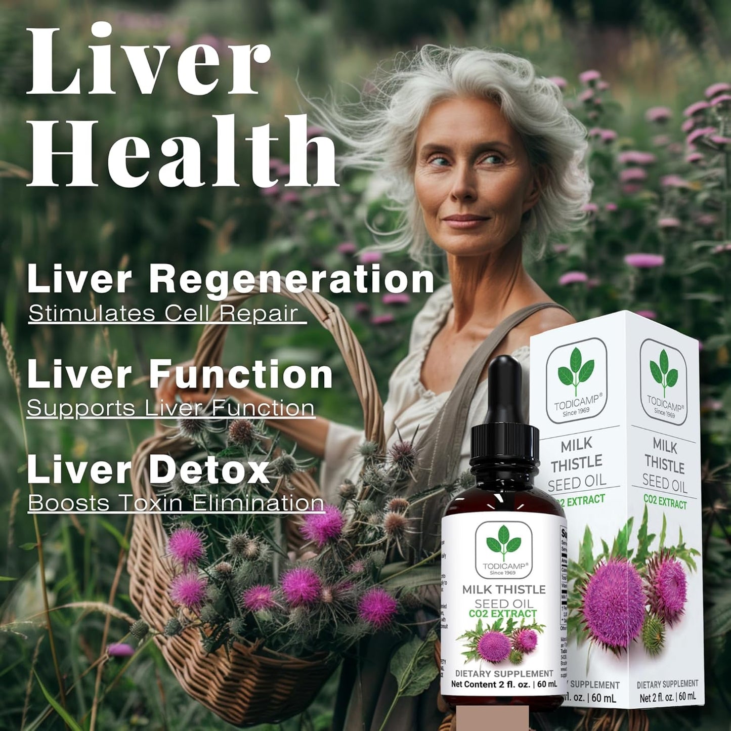 100% Potent Liver Support Milk Thistle Seed Oil - CO2 Extracted Drops 2 Fl Oz - Rich in Silymarin, Zinc, Omegas, Tocopherols - Pure Milk Thistle Oil