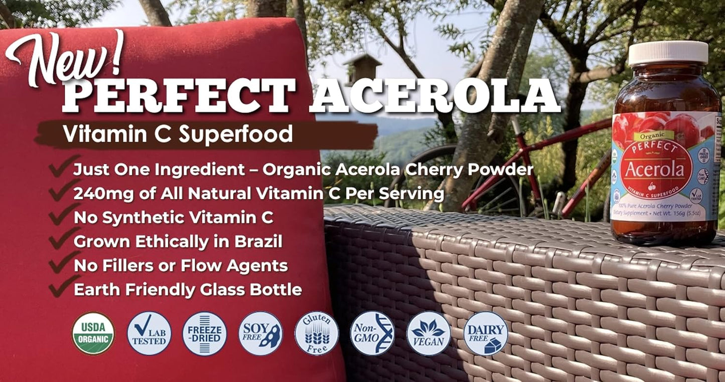 100% Pure Acerola Cherry Powder - 156g - All-Natural Vitamin C Superfood for Immune System Support