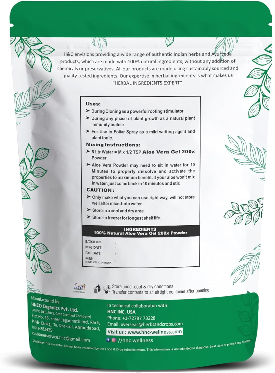 100% Pure Aloe Vera Gel Fertilizer Powder 200X 100g | Strong Rooting Stimulator | Plant Immunity Booster