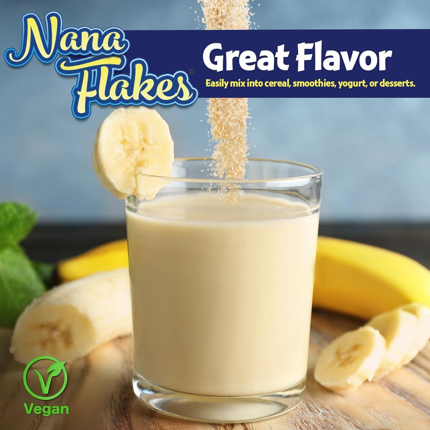 100% Pure Banana Flakes Powder - Nutritional Designs Nana Flakes for Diarrhea & Heartburn Relief - High Protein & Fiber, Decrease Fat Intake - 25 Single-Serve Packs