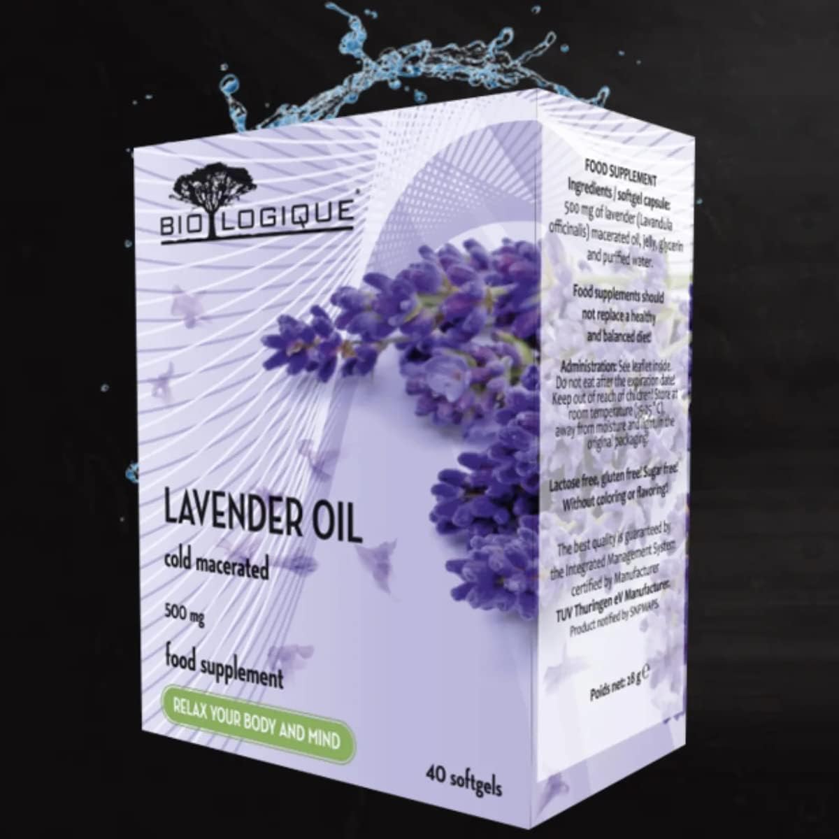 100% Pure BIOLOGIQUE Lavender Pure Oil Softgel Capsules - 500mg Cold Macerated Extract, Natural & Organic