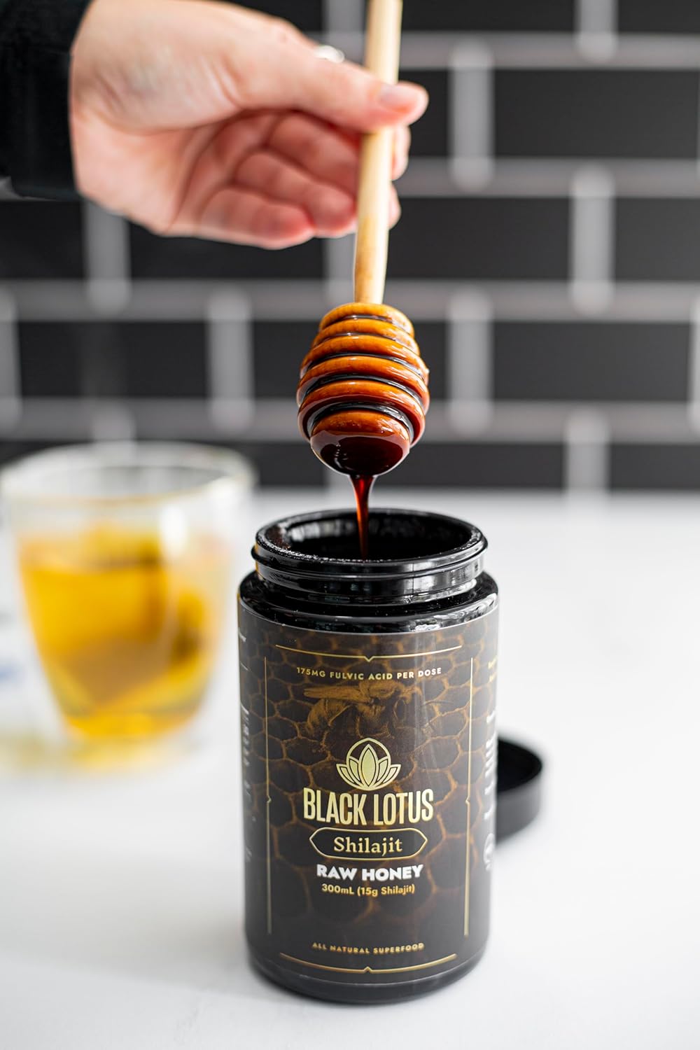 100% Pure Black Lotus Shilajit Resin Raw Honey Liquid Tincture - 300ml - Amino Acids, Fulvic Acid, Trace Minerals - Immune Support & Energy Boost for Men & Women