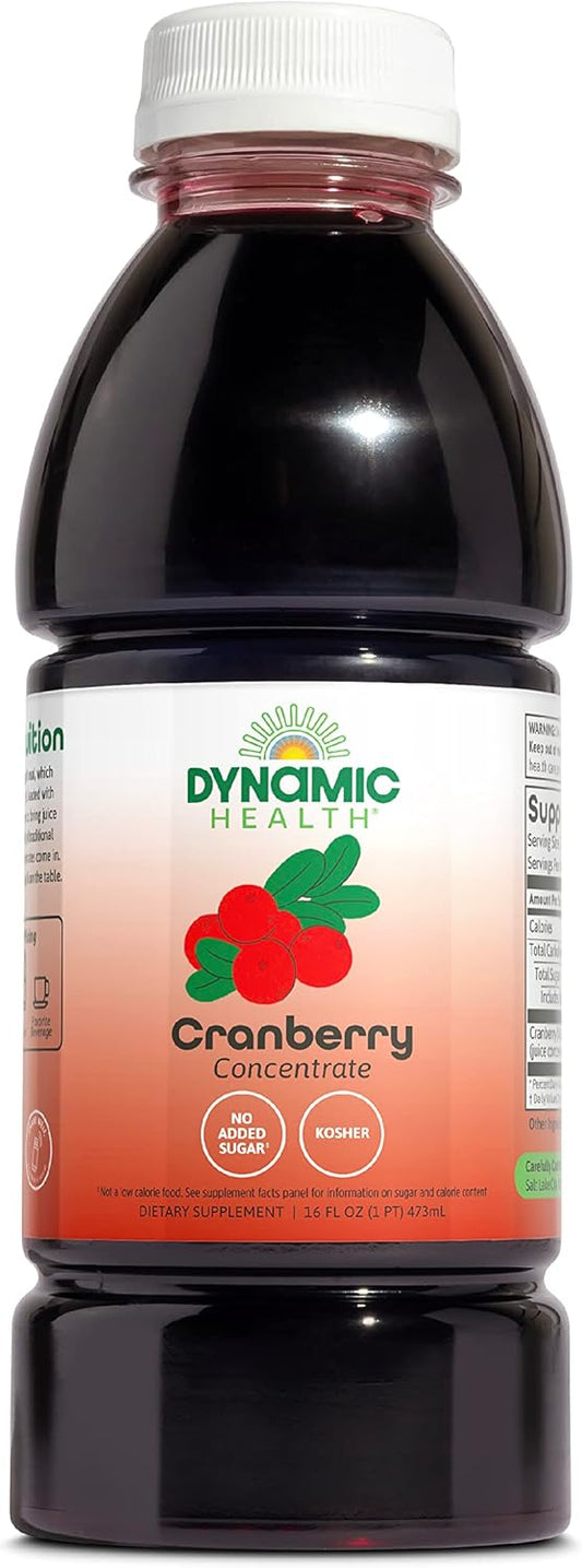 100% Pure Cranberry Juice Concentrate - Unsweetened, Natural Antioxidant Supplement - No Additives, Sugar, or Preservatives - 16 Servings, 16oz