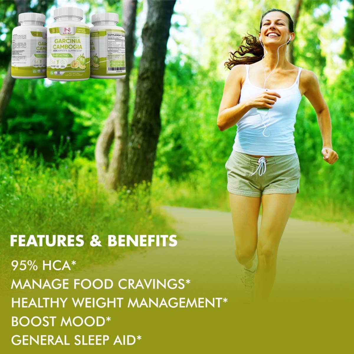 100% Pure Garcinia Cambogia Extract with 95% HCA - Appetite Control - Top Carb Blocker for Women & Men - Made in USA - 60 Capsules