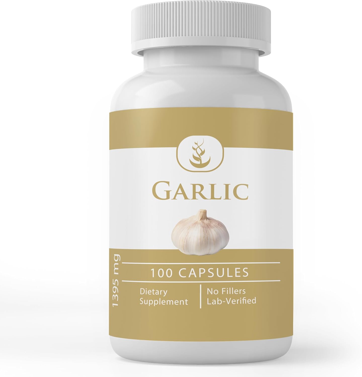 100% Pure Garlic Capsules - 100 Capsules, No Additives or Fillers, Lab Verified