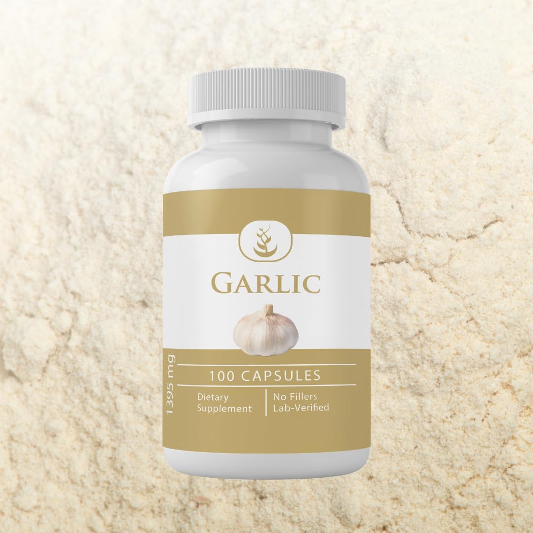 100% Pure Garlic Capsules - 100 Capsules, No Additives or Fillers, Lab Verified