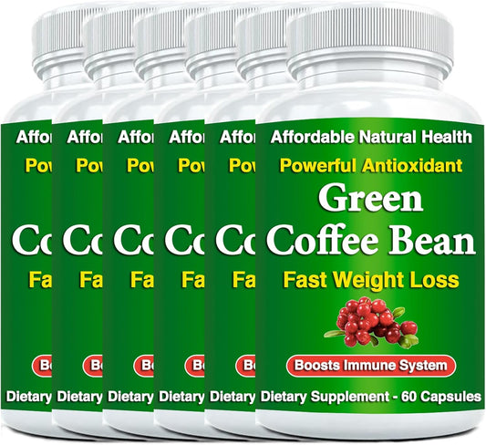 100% Pure Green Coffee Bean Extract Capsules - 10,000 mg Strength - 360 Capsules - 50% Chlorogenic Acid - Non-GMO & Gluten Free - 12 Month Supply