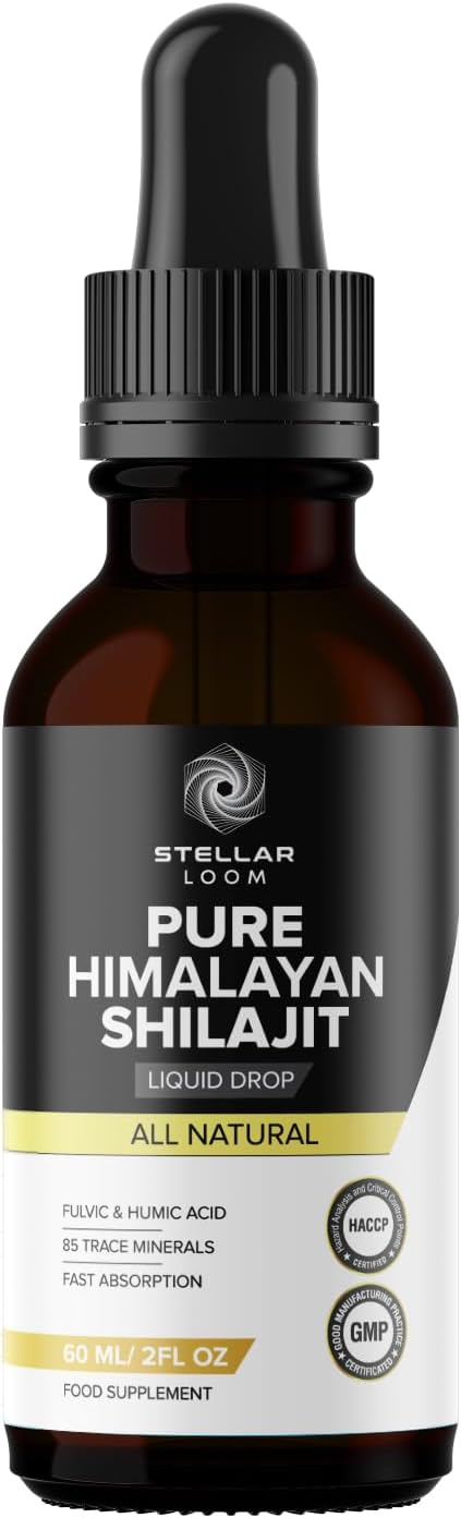 100% Pure Himalayan Shilajit Liquid Drops - 60ml | Natural Supplement with 85+ Trace Minerals | Gold Grade Authentic Potency | 2 Months Supply