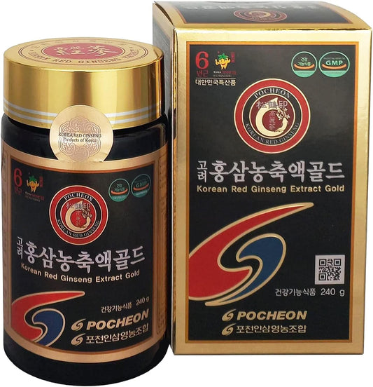 100% Pure Korean Red Ginseng Extract Gold - 240g (8.5oz) - Top Quality Ginsenoside & Saponin - Natural Immune Support Supplement from 6-Year-Old Panax Ginseng Roots