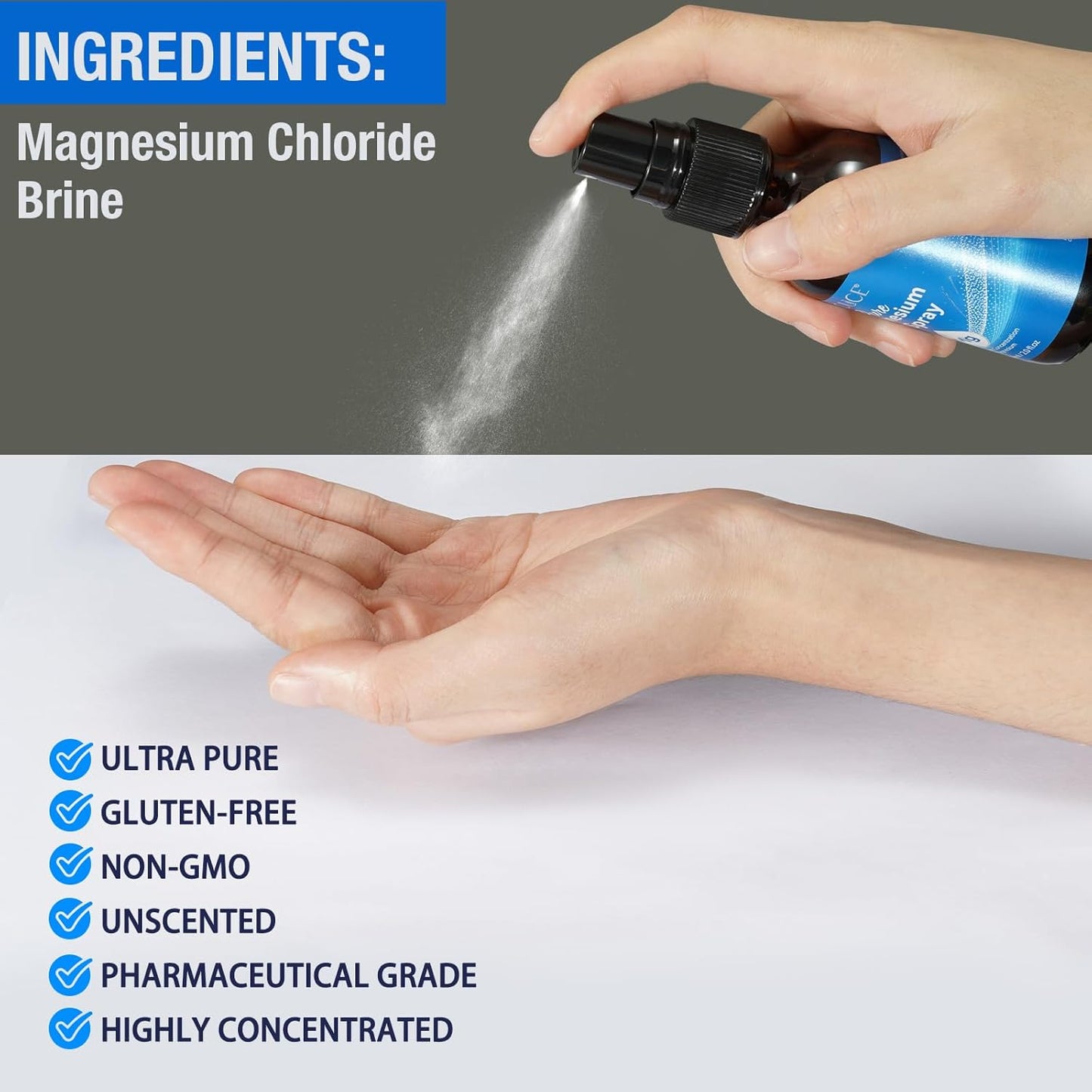 100% Pure Magnesium Oil Spray for Feet - 2 Fl.Oz, Natural Deodorant & Easy to Absorb - Topical Magnesium Body Spray