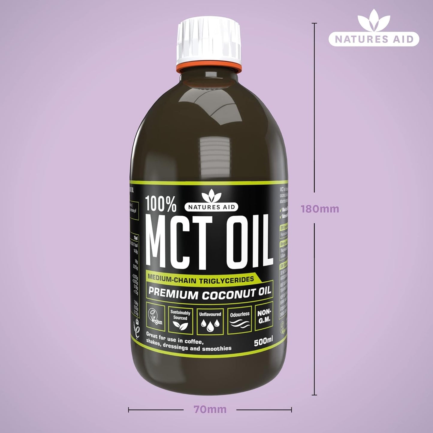 100% Pure MCT Oil - 500 mL by Natures Aid