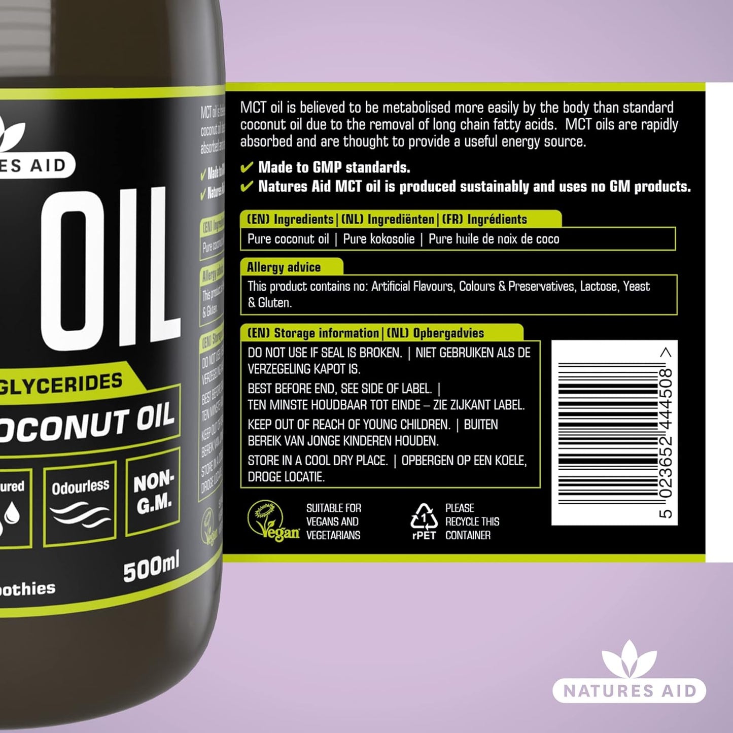 100% Pure MCT Oil - 500 mL by Natures Aid