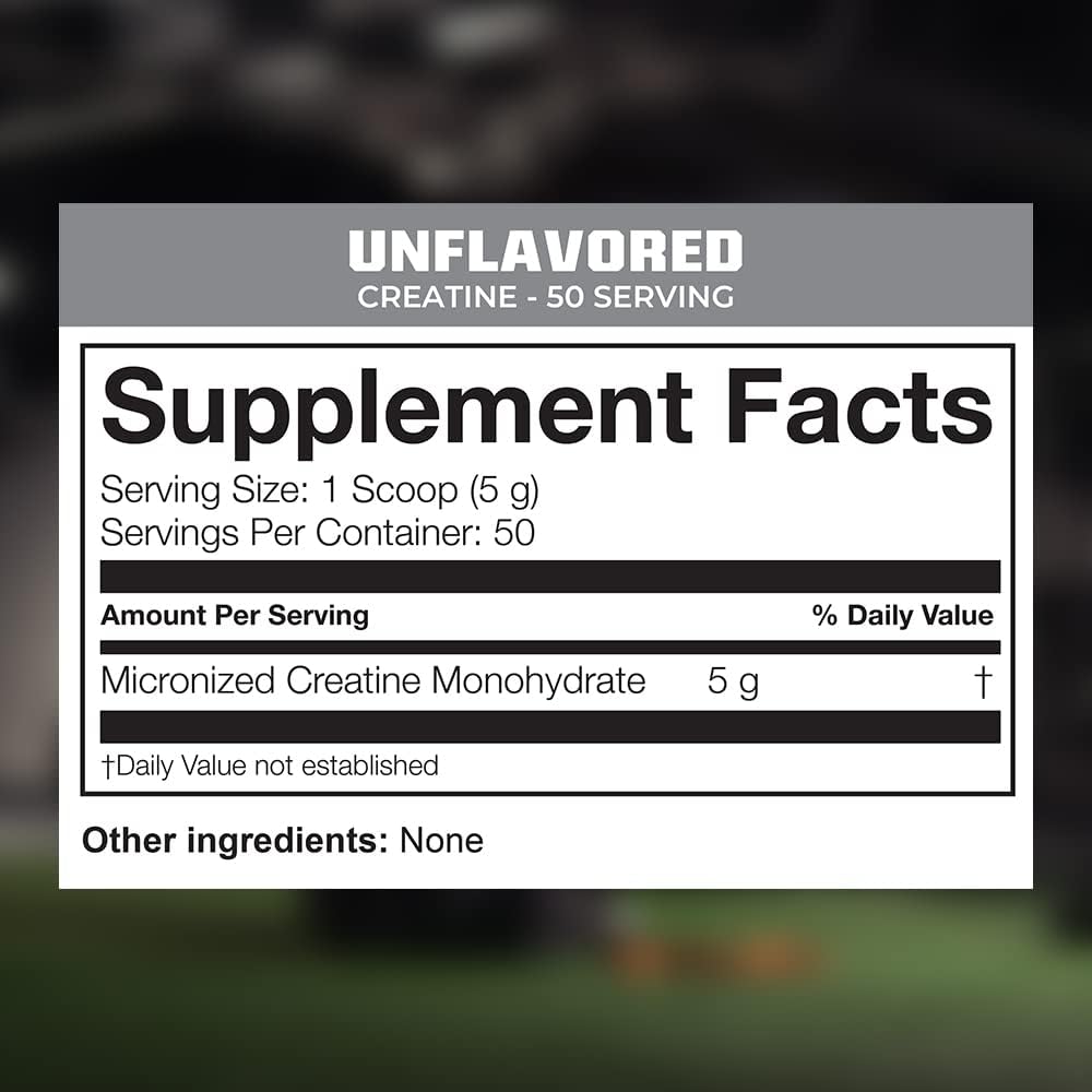 100% Pure Micronized Creatine Monohydrate Powder - Unflavored, 50 Servings for Muscle Mass, Strength & Power