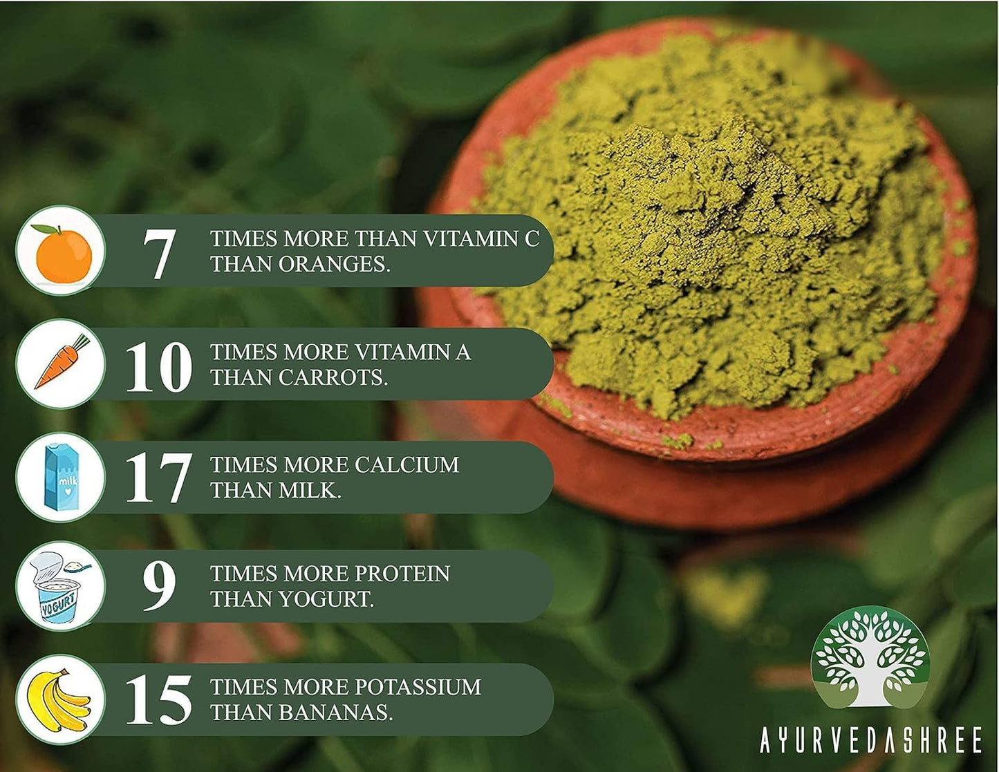 100% Pure Moringa Leaf Powder - 100g | Lab Tested, Non-GMO, GMP Certified, Vegan Friendly | Ayurvedashree
