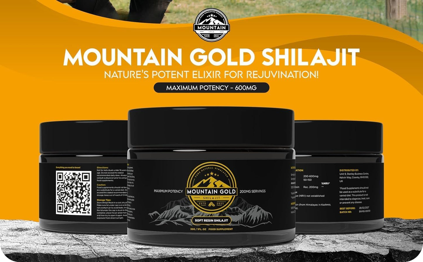 100% Pure Natural Himalayan Shilajit Resin - Rich in Humic & Fulvic Acid - Immune System Booster - Vegan - Mountain Gold (1)
