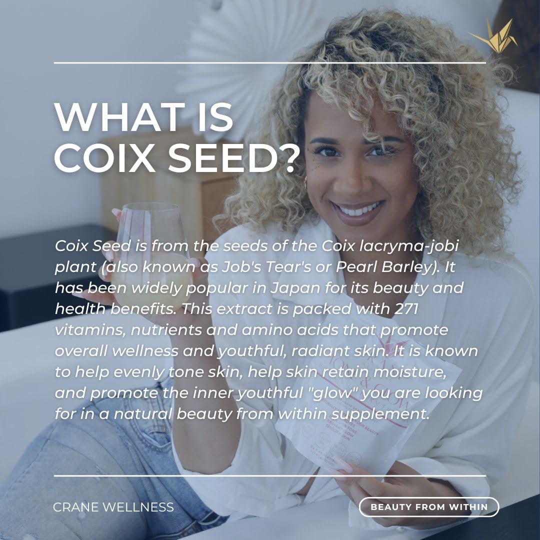 100% Pure Non-Gmo Coix Seed Extract Powder for Radiant Skin | Vegan, Gluten Free, Concentrated | Made in Japan