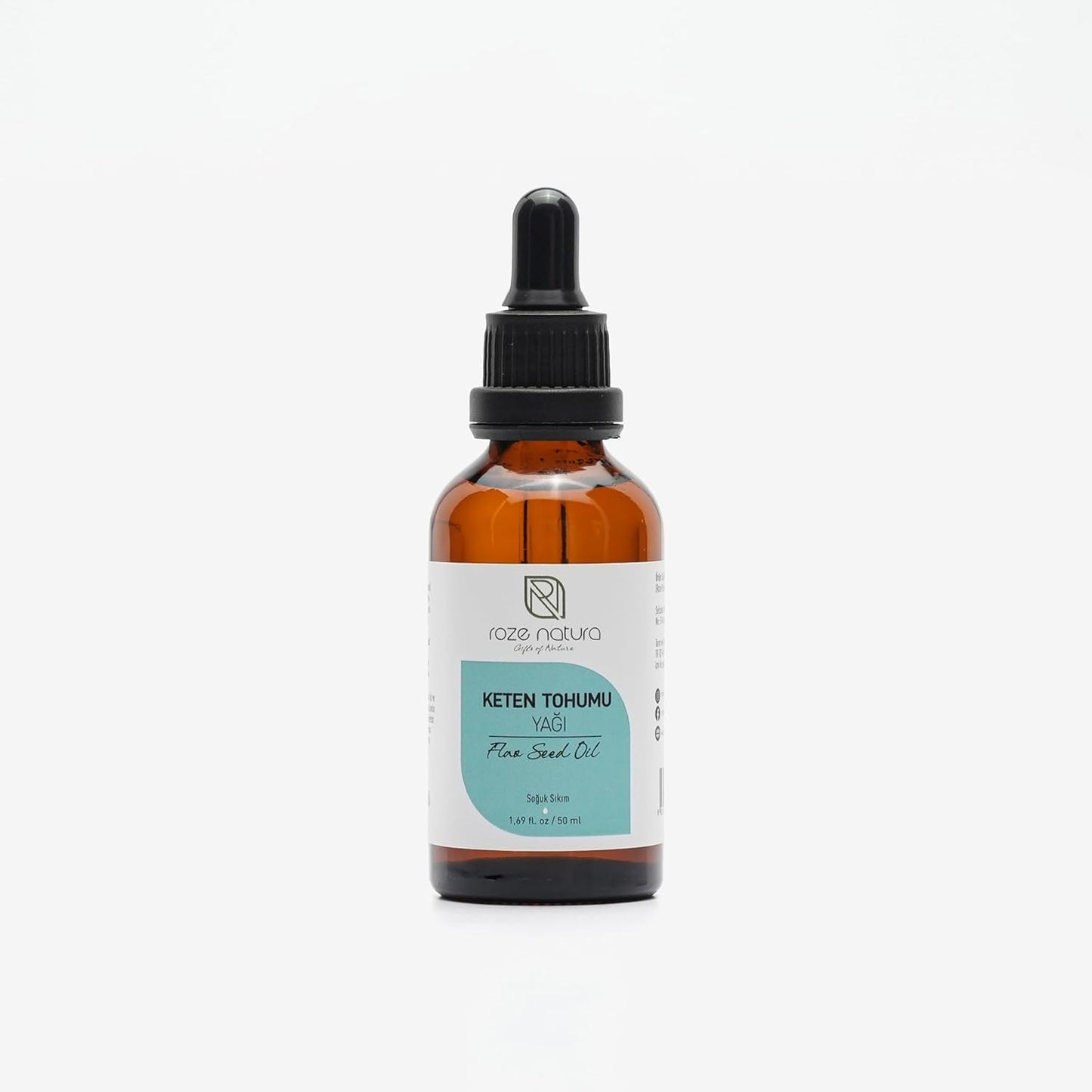 100% Pure Non-GMO Flaxseed Oil - 1.69 oz (50ml) Cold Pressed, Food Grade, No Dyes or Alcohol, No Additives, Amber Color