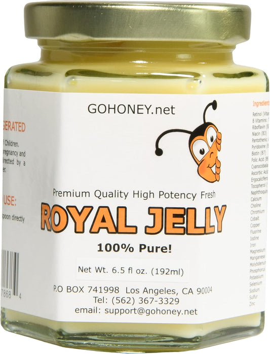 100% Pure Organic Fresh Royal Jelly Raw Unprocessed Natural High Potency (6.5 oz) - Go Honey