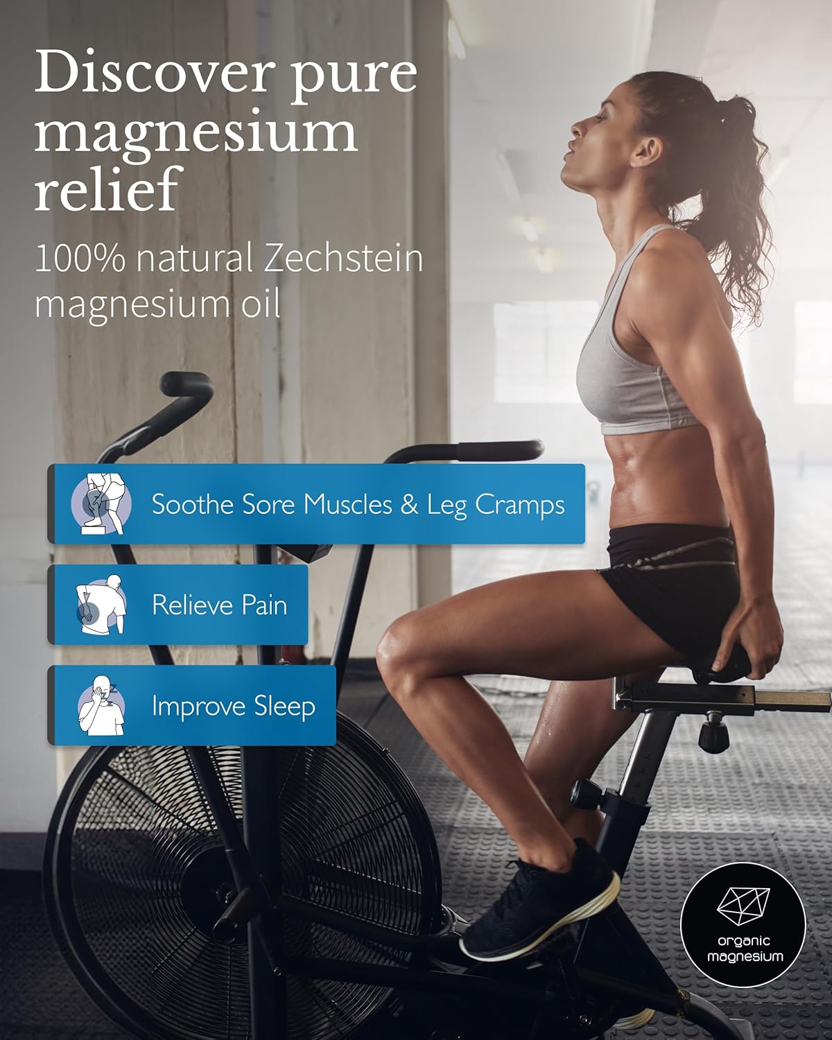 100% Pure Organic Magnesium Chloride Spray Oil for Leg Cramps | Topical Relief from Ancient Zechstein Seabed | Ideal for Sports, Relaxation, and Sleep | Safe for Adults and Kids | 3.33 oz