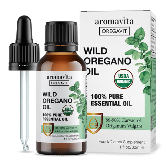 100% Pure Organic Wild Oregano Oil with 86-90% Carvacrol for Immune Support - Vegan, Non GMO, Gluten Free - 1fl.oz