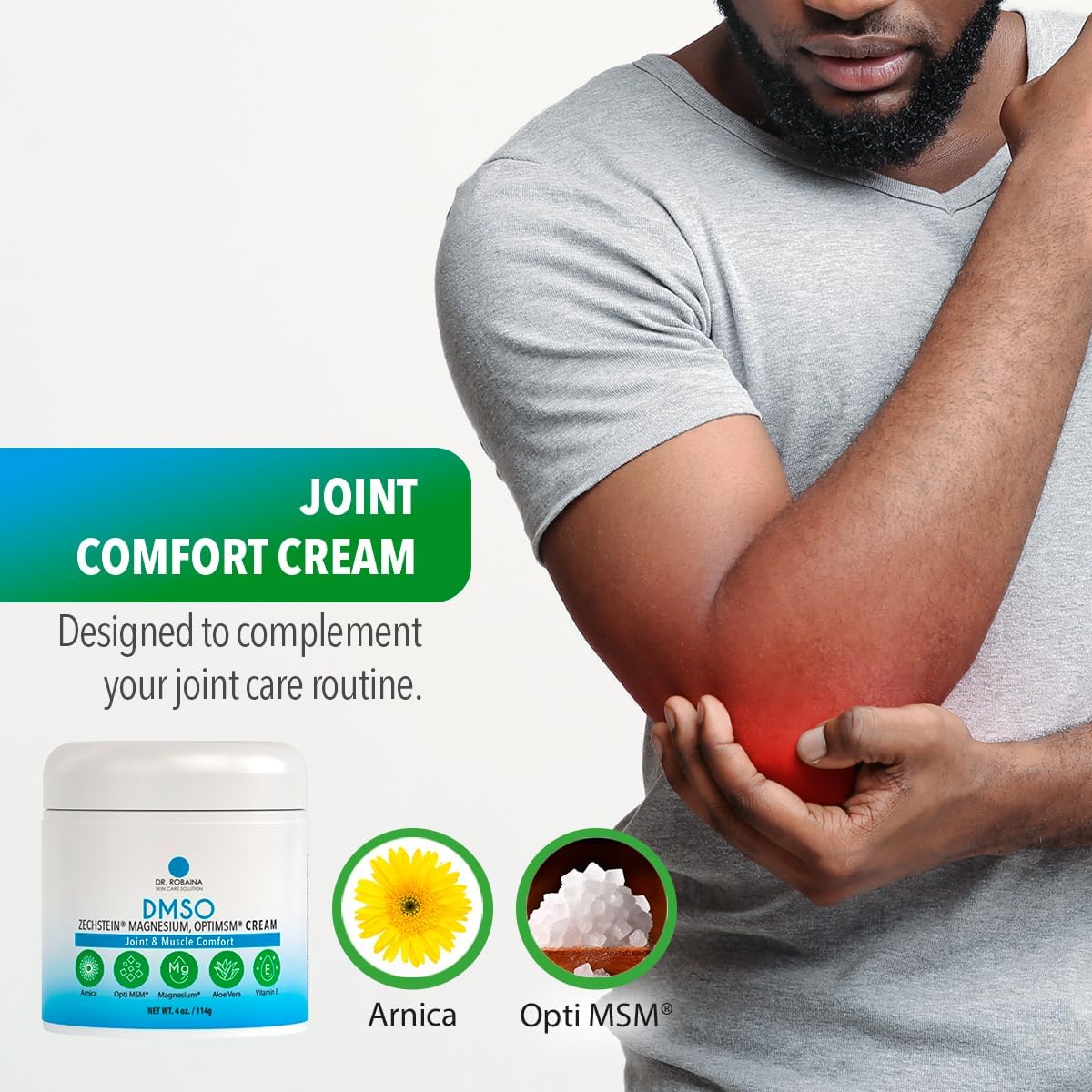 100% Pure Pharmaceutical Grade DMSO Cream with Zechstein Magnesium, Arnica, Aloe Vera, and Vitamin E for Muscle & Joint Relief - 4 oz - Made in USA