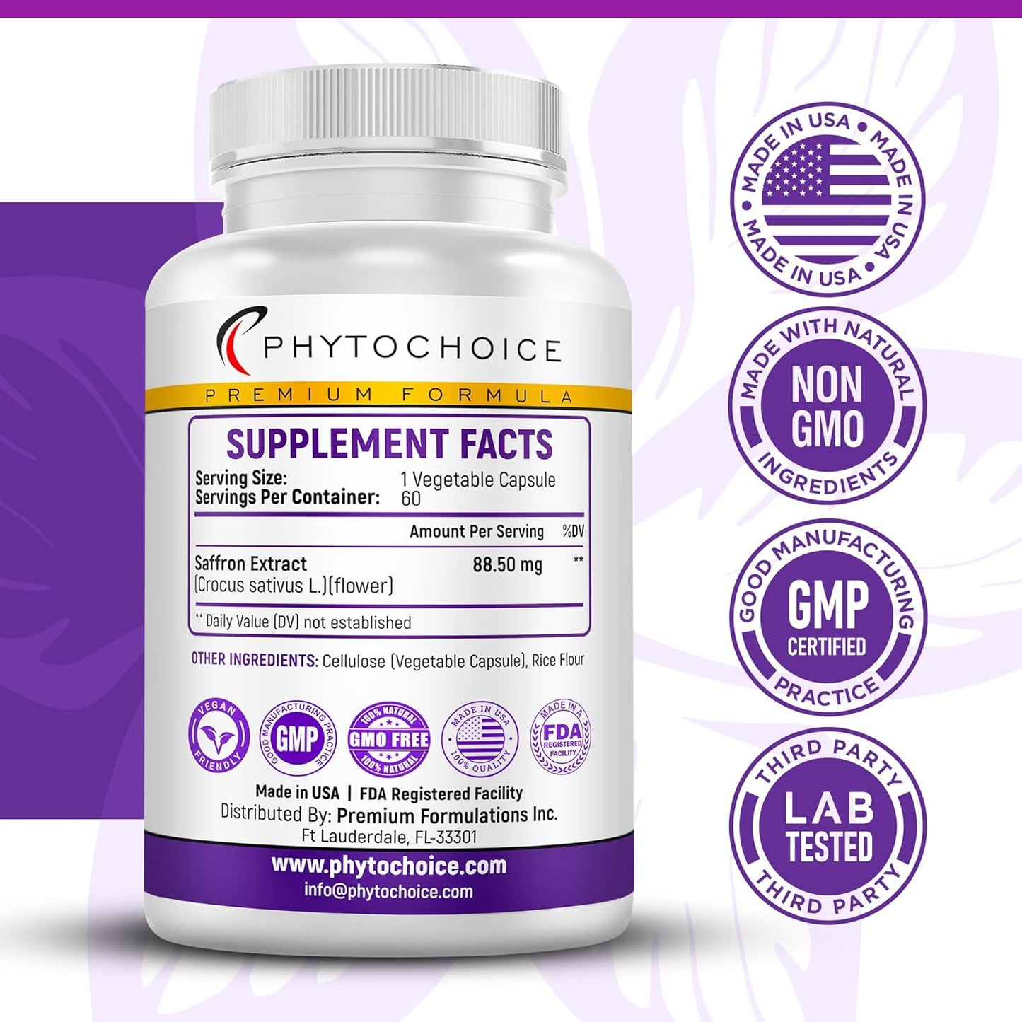 100% Pure Saffron Extract Capsules for Energy, Mood & Vision Support - Heart Health Supplement - 120 Capsules - Made in USA