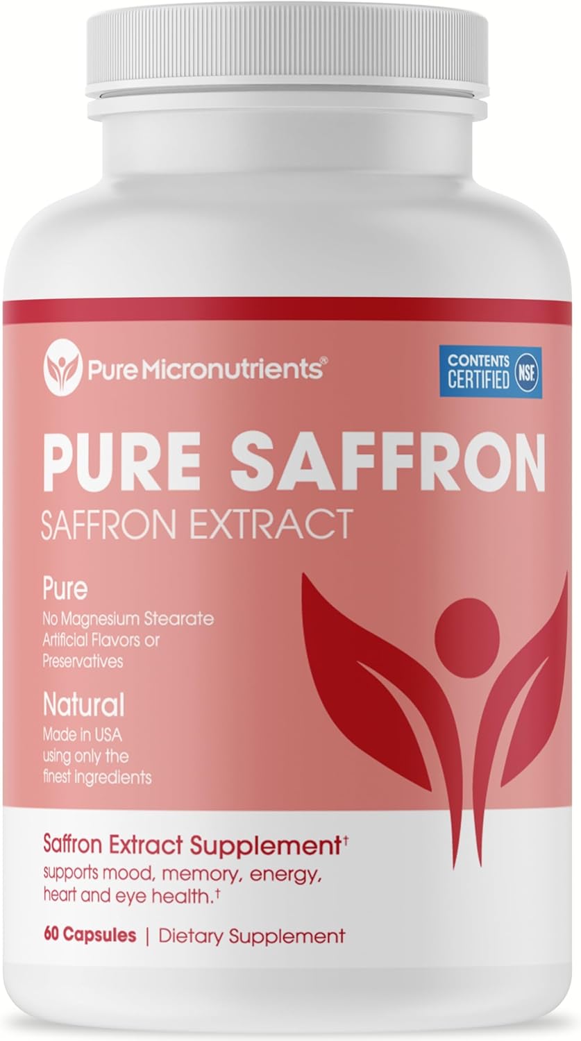 100% Pure Saffron Extract Capsules for Energy, Mood, Eye & Heart Health - Pure Micronutrients Saffron Supplements