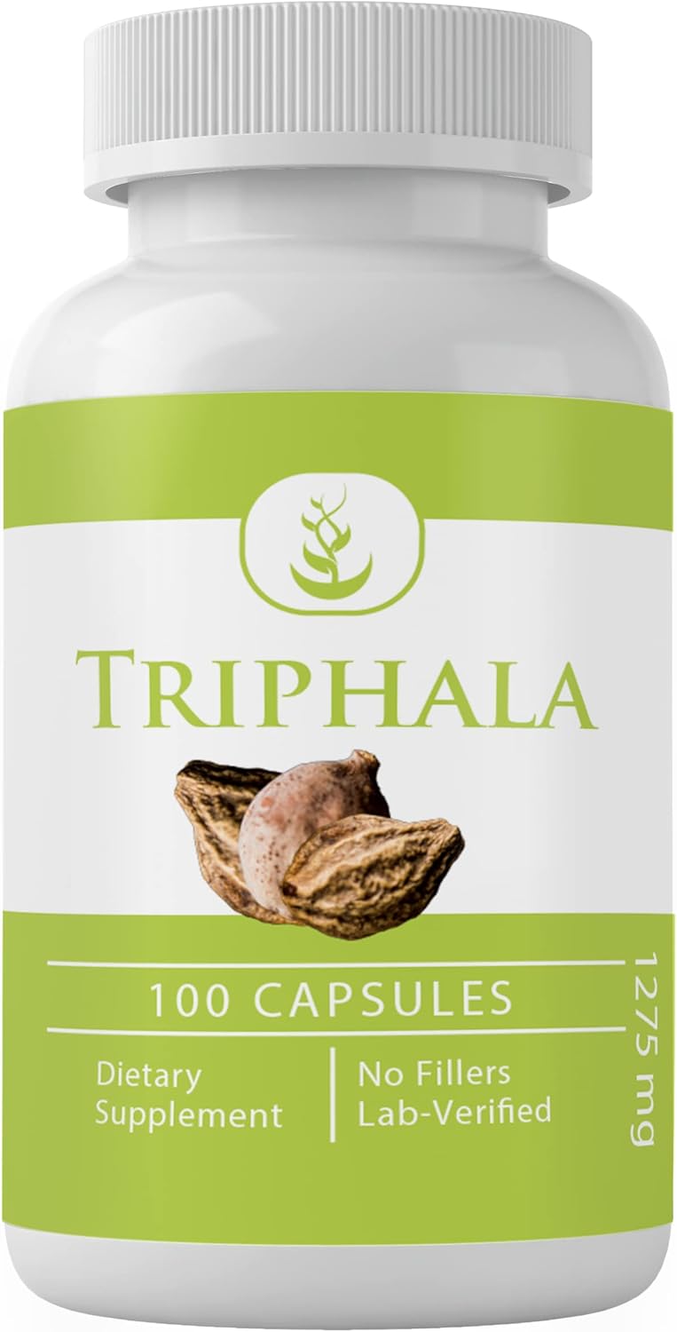 100% Pure Triphala Powder Capsules - No Additives, Fillers, Lab Verified - 100 Count