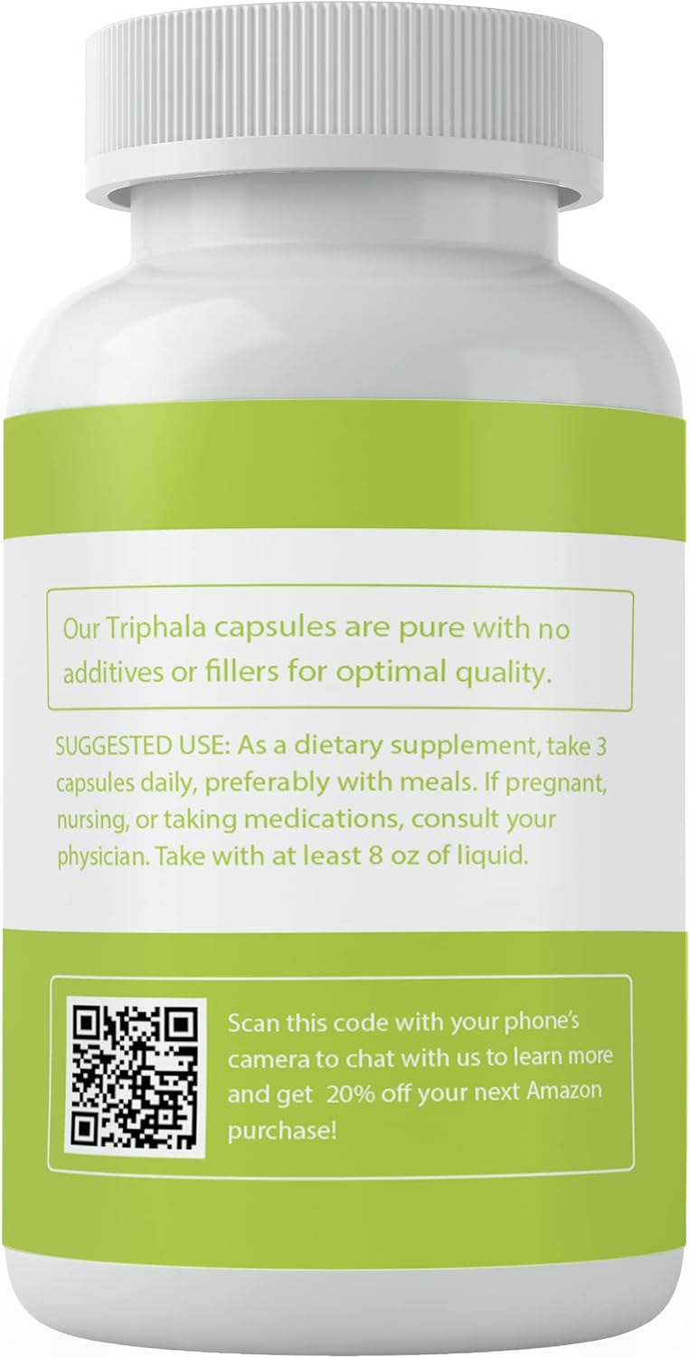 100% Pure Triphala Powder Capsules - No Additives, Fillers, Lab Verified - 100 Count