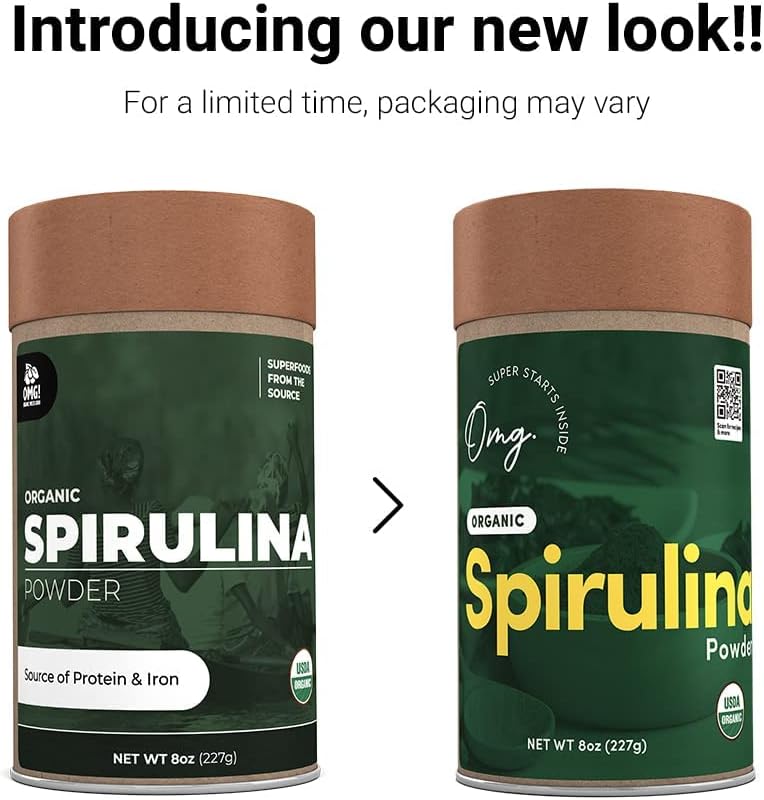 100% Pure USDA Certified Organic Spirulina Powder - Superfoods for Iron, Vitamin A, and B12 - 8oz Package