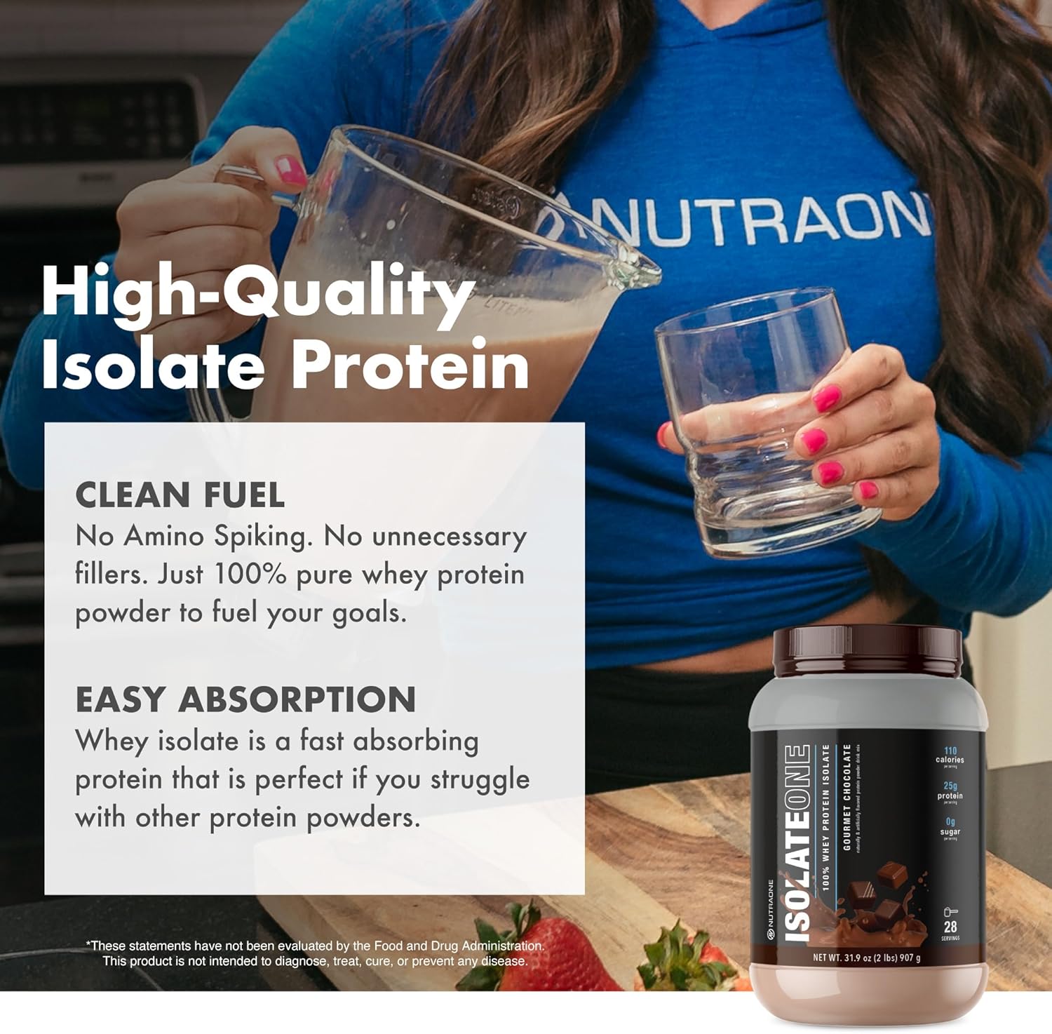 100% Pure Whey Isolate Protein Powder - NutraOne IsolateOne (Chocolate Peanut Butter, 29 Servings)