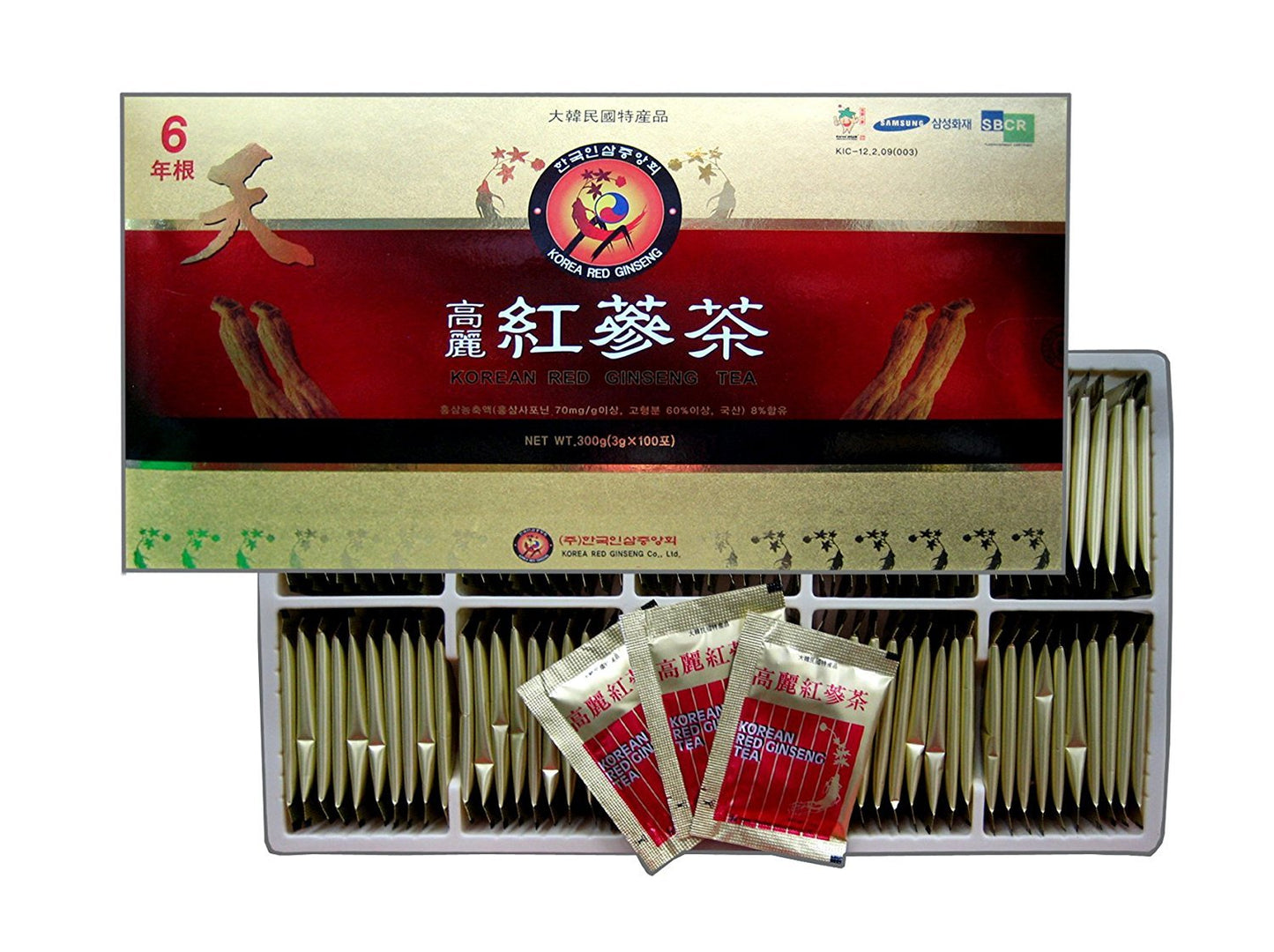100 Sachets of Korean Red Ginseng Instant Tea - 3g Each - Sweet Tea Alternative to Coffee - Made with Korean Red Ginseng Root Extract