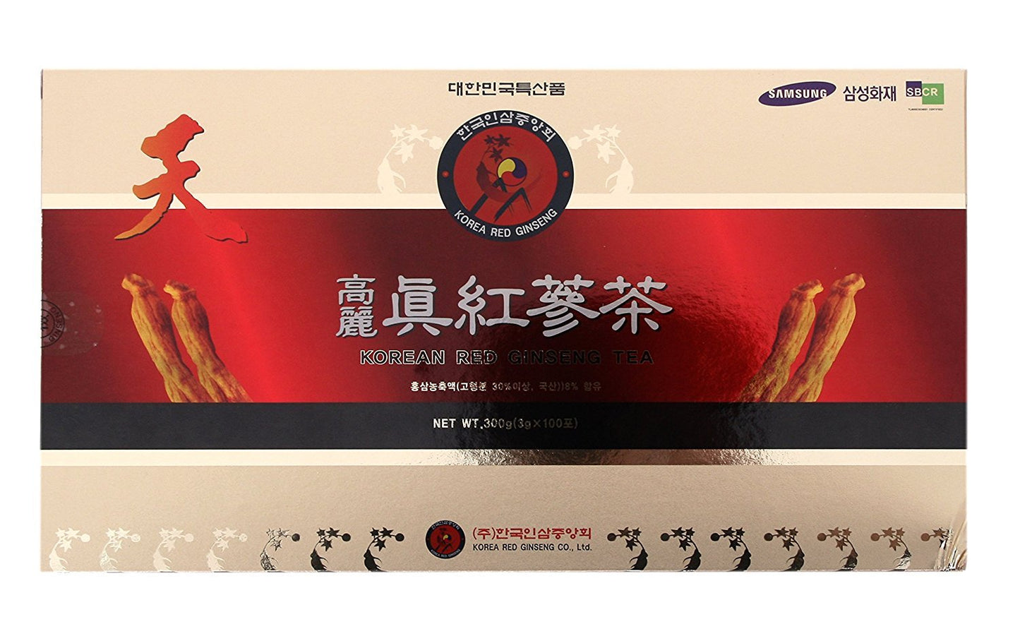 100 Sachets of Korean Red Ginseng Instant Tea - 3g Each - Sweet Tea Alternative to Coffee - Made with Korean Red Ginseng Root Extract