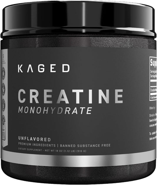 100 Servings Kaged Creatine Monohydrate Micronized Powder - Unflavored Muscle Recovery & Growth Supplement, Vegan, Gluten Free, Keto Friendly