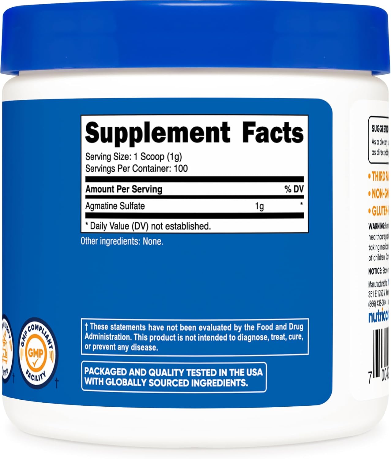 100 Servings of Pure Nutricost Agmatine Sulfate Powder - 100 Grams