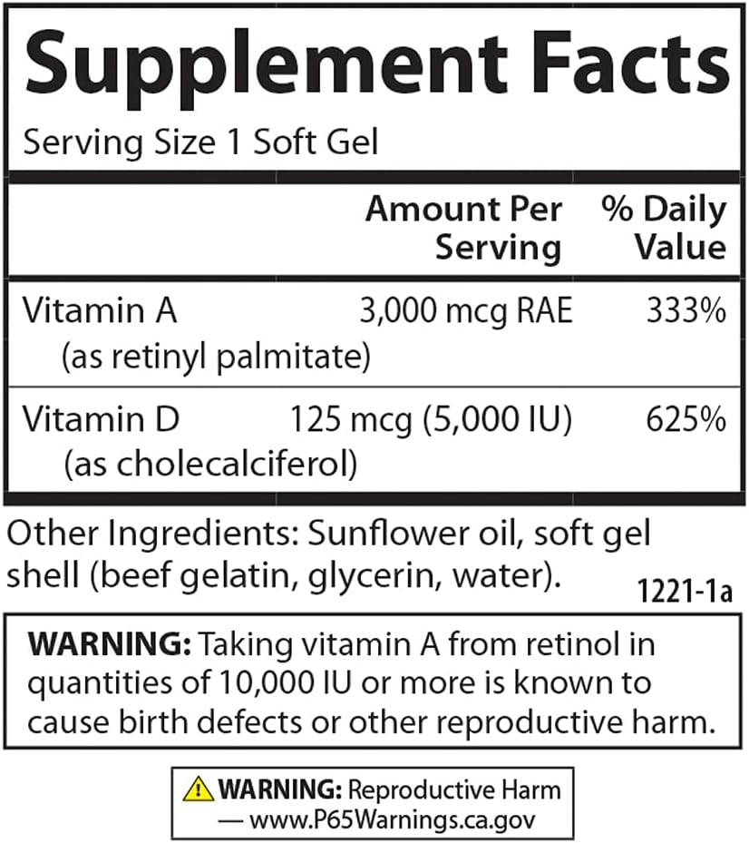 100 Soft Gels of Carlson Vitamin A & D - Essential Vitamin Supplement