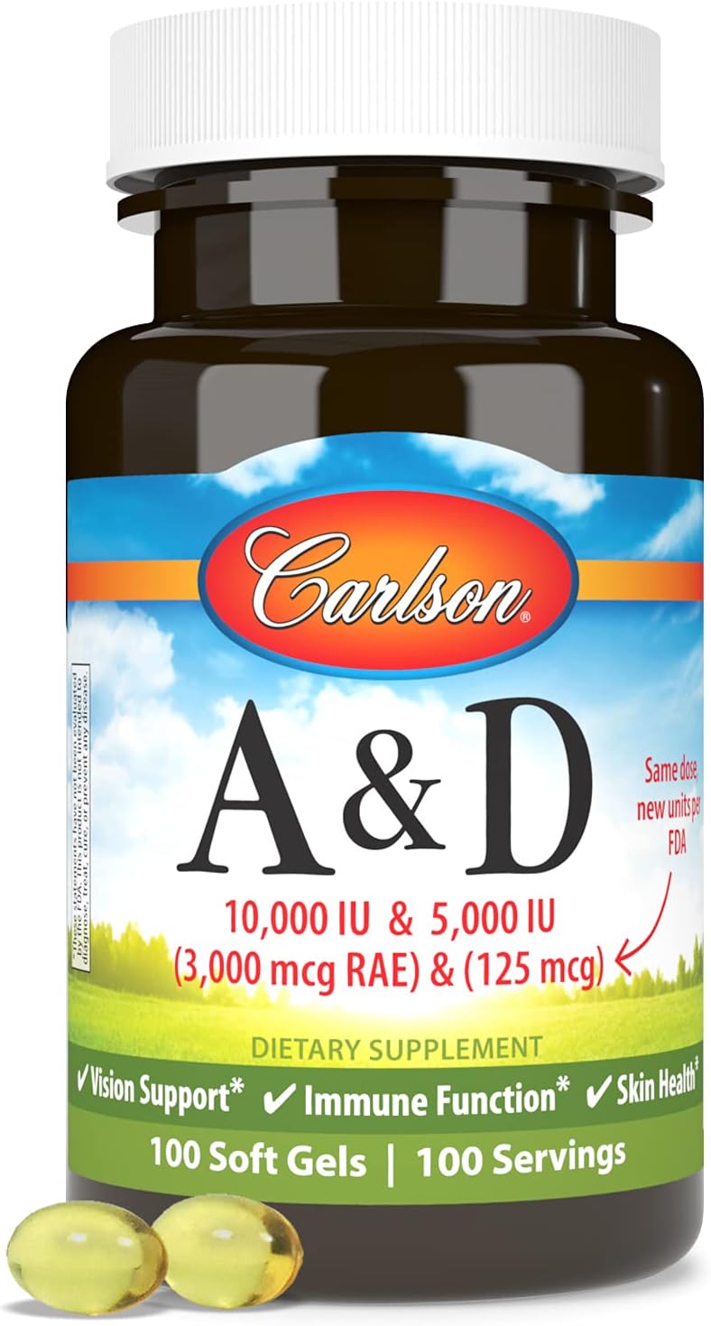 100 Soft Gels of Carlson Vitamin A & D - Essential Vitamin Supplement