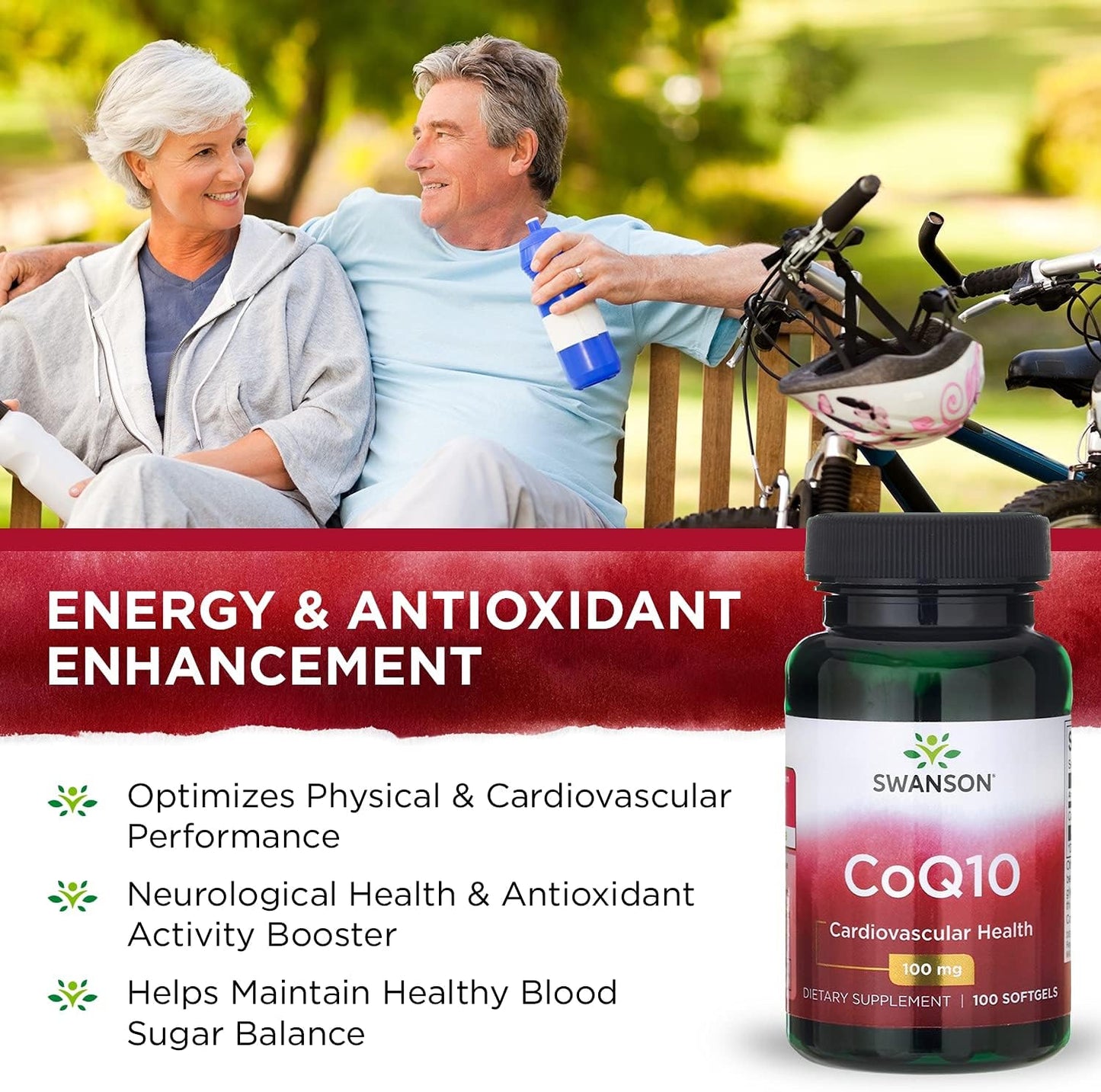 100 Softgels of Swanson CoQ10 Supplement for Energy and Antioxidant Support (100mg Each)