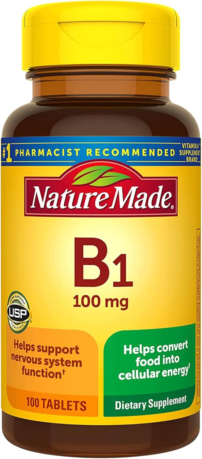 100 Tablets Nature Made Vitamin B1 100 mg Dietary Supplement for Energy Metabolism Support - 100 Day Supply