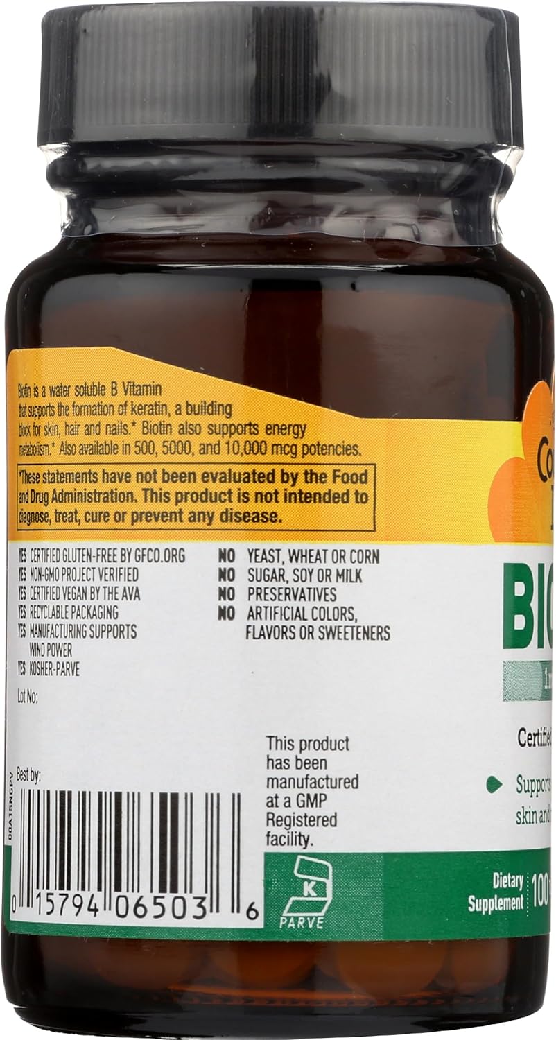 100 Tablets of Country Life Biotin 1000 mcg for Healthy Hair, Skin, and Nails