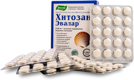 100 Tablets of Evalar Siberian Chitosan Dietary Fiber Supplement for Digestive Health