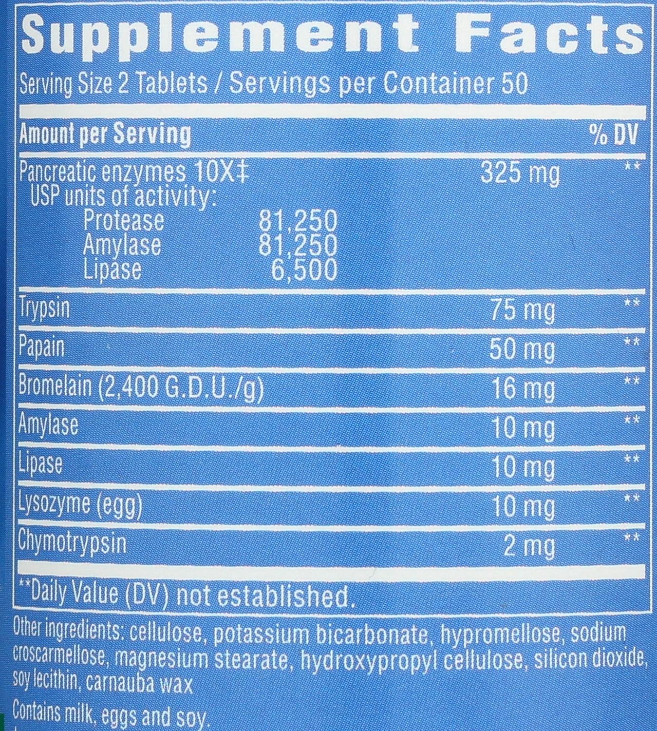 100 Tablets of MegaZyme Pancreatic Enzymes for Maximum Strength