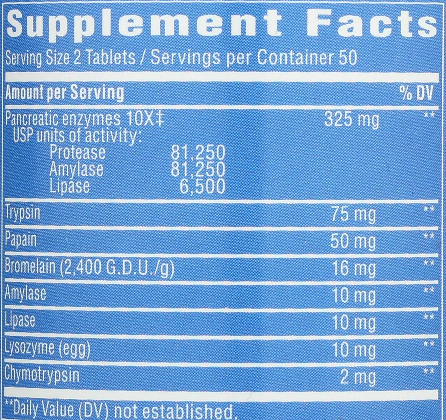 100 Tablets of MegaZyme Pancreatic Enzymes for Maximum Strength
