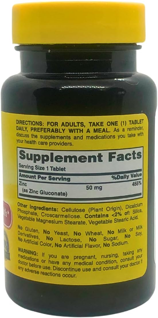 100 Tablets of Rexall 50mg Zinc Supplement for Immune Support