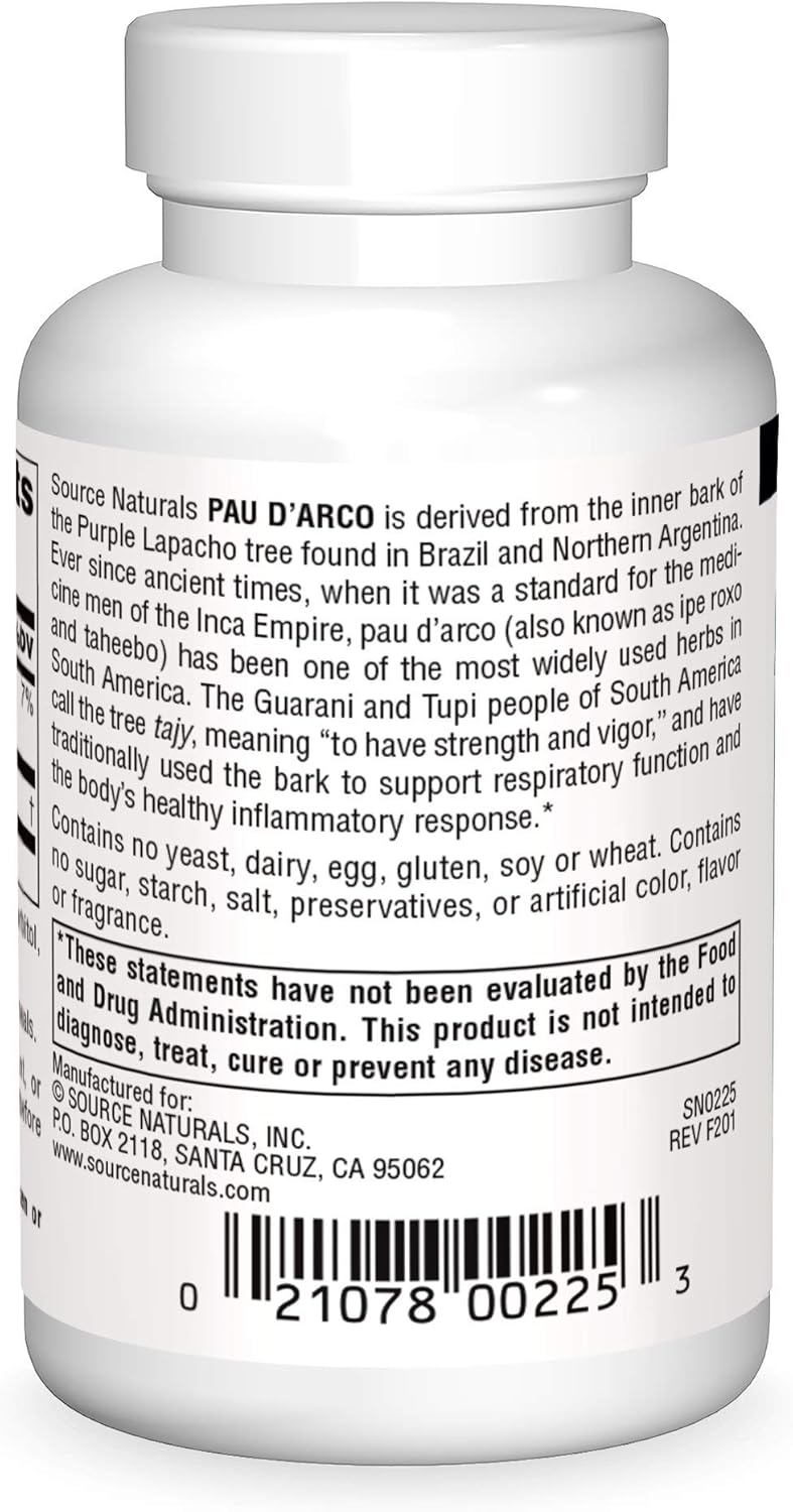 100 Tablets of Source Naturals Pau D'Arco Dietary Supplement for Immune Support